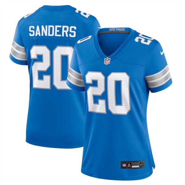 Womens Detroit Lions #20 Barry Sanders Blue Stitched Jersey Dzhi->women nfl jersey->Women Jersey